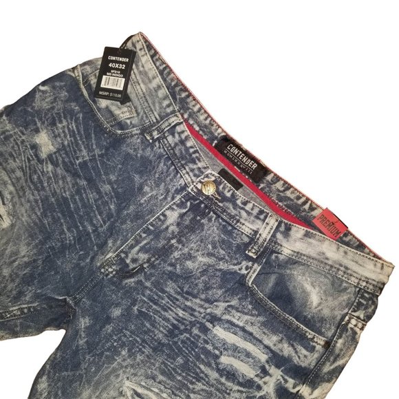 NWT Mens Blue Denim Ripped Distressed Medium Wash Straight Jeans Size 38x31 - Picture 2 of 7